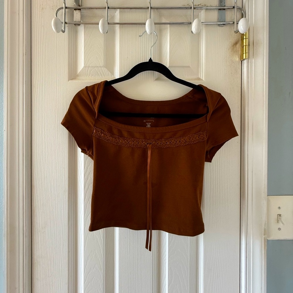 PacSun Lace Trim Tie Front Top